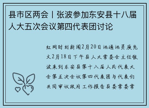 县市区两会丨张波参加东安县十八届人大五次会议第四代表团讨论